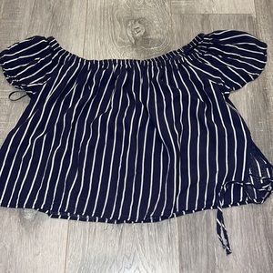 Navy and White off the shoulder
